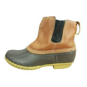 LL Bean Women's Brown Leather Pull-on Unlined Chelsea Duck Boots Size 10 M